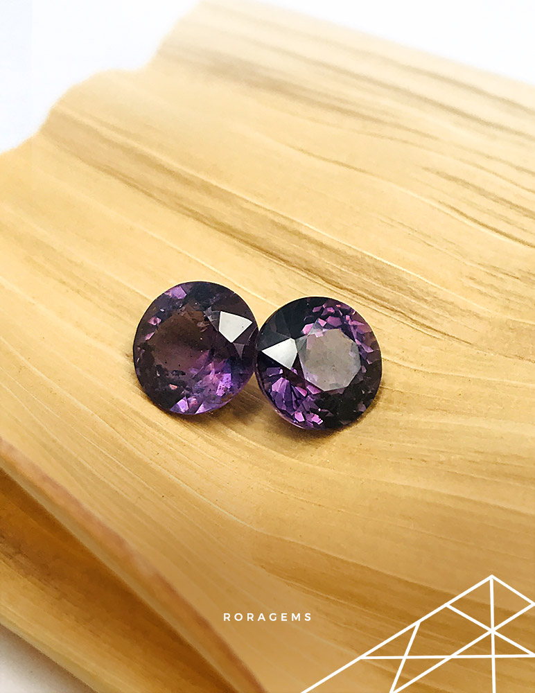 Natural Purple Spinel gemstone pair from Sri Lanka (Ceylon) Roragems)