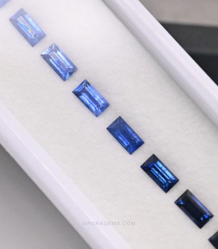 Heated natural blue sapphire baguette melee stones for USA jewelry market designs